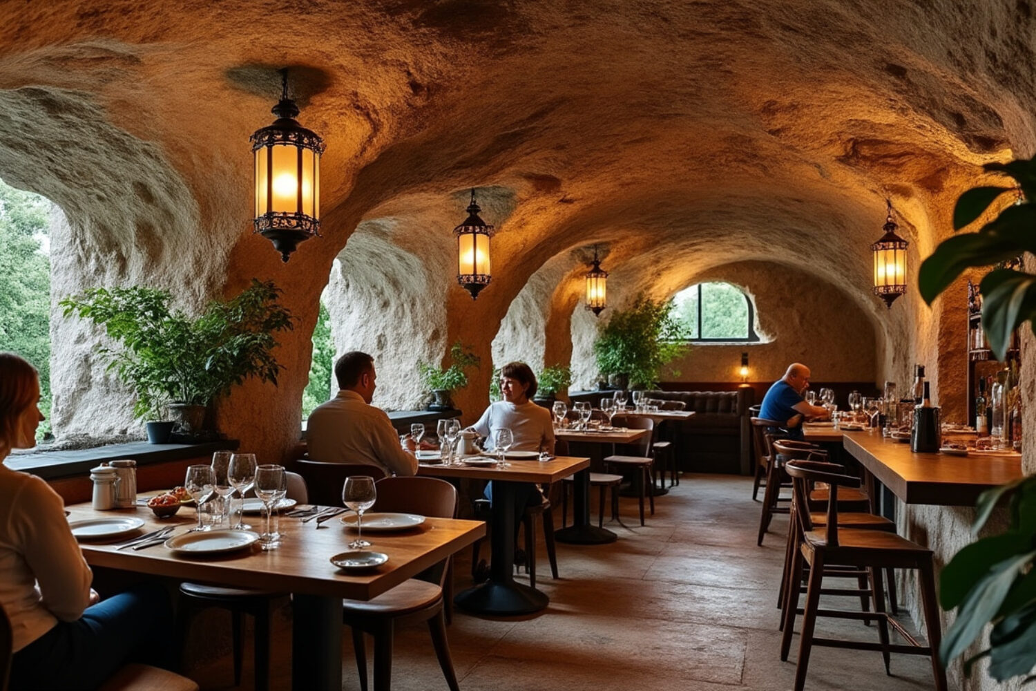 Manger dans un vrai restaurant troglodyte à Doué-la-Fontaine